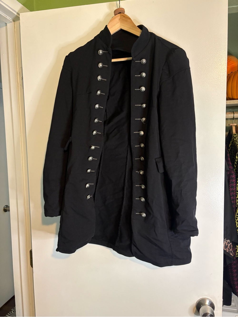 Woman’s Black Military-Style Coat Jacket